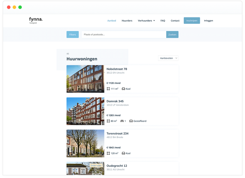 fynna makelaarswebsite mockup